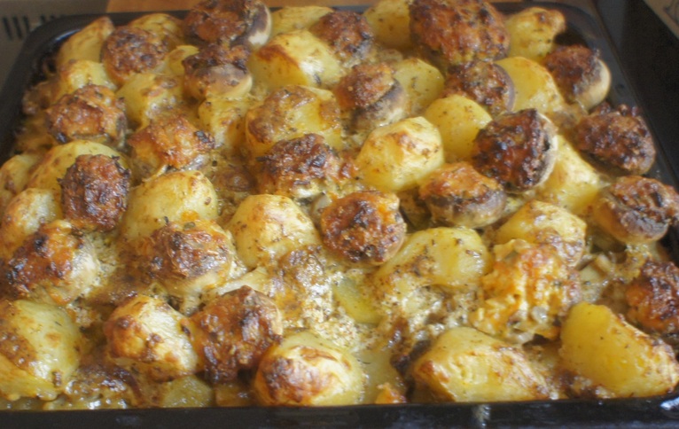 Рецепт картофель с грибами в духовке